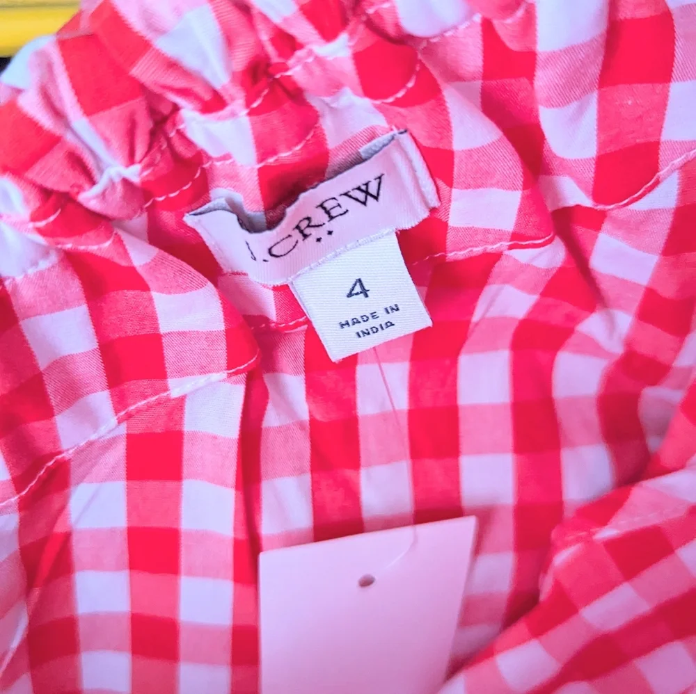 NWT J. Crew One Shoulder Ruffle Checked Top - Picture 6 of 6